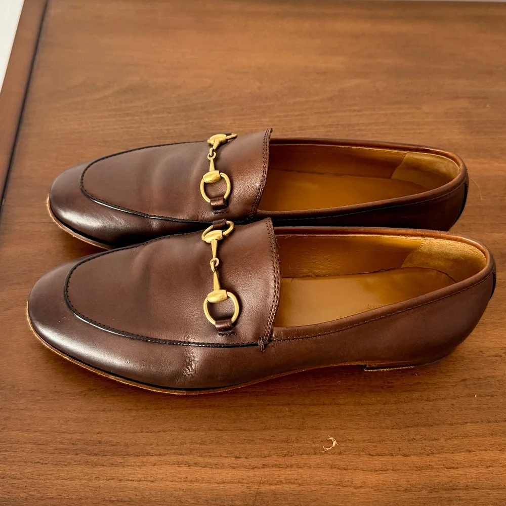 Women's Gucci Jordaan loaferS, Size 37, Brown - Picture 1 of 7